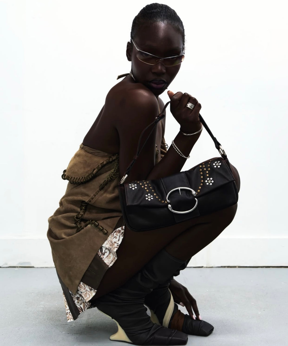 Liv Studded Bling Baguette [Brandy)