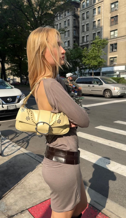 Liv Studded Bling Baguette [Buttercream]