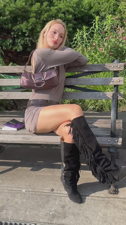 Liv Studded Baguette [Electric Plum]